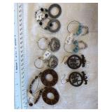 5 Pairs of Custom Made Earrings - Including: Skull w/ Wings - Asian Inspired - Hebrew Text - African Wood - Turquoise Pebbles