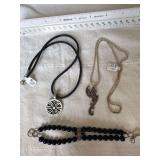3 Necklaces - Sterling Seahorse Charm - Pewter Celtic Charm - Beaded Piece w/ Sterling Clasps