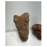 2 Pipe Head Relics - Komo People of Ghana - 2 3/8" x 2" x 2 3/8" & 3 7/8" x 2" x 2"