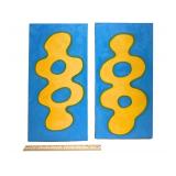 (2) "Pod 1" & "Pod 2" - Oil on Canvas - Blue/Yellow - 10" x 20"