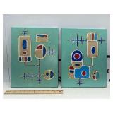 (2) "Interaction #10" & "Interaction #11" - Acrylic on Canvas - 11" x 14"