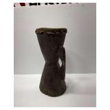 Hand Carved Wood Gogo Drum from Tanzania 16.5 Inches Tall