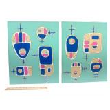 (2) "Interaction #4" & "Interaction #5" - Mixed Media on Canvas - 16" x 20"