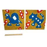 (2) Turtle & Lizard - Oil on Canvas - 16" x 16"