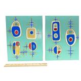 (2) "Interaction #13" & "Interaction #14" - Acrylic on Canvas - 11" x 14"