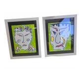 (2) Abstract Portraits - Original - 12" x 16"