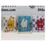 (3) "CHXN HQ55", "CHXN HQ Yellow 4", "CHXN HQ Red" - Mixed Media on Canvas - 11" x 14"