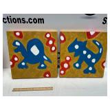 (2) Turtle & Lizard - Oil on Canvas - 16" x 16"