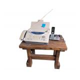 Fax Machine, Telephone and Small Table