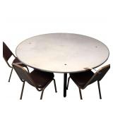 6 F x 32 in Round Table and 6 Metal Padded Chairs