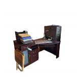 Corner Computer Desk - Steel File Cabinet- Tray Tables - Electric Typewriter -
