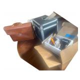 Portable File Box 13.5x10x12.5 Inches, A Leather Satchel ,and a Soldering
