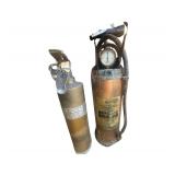 Pair of Vintage Brass Fire Extinguishers