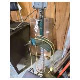 Portable Electric Lamp. Small Stool on Wheels