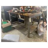 Work Bench Wood Top with Metal Base 59x34x35.5 Inches