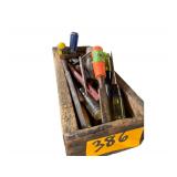 Wooden Box of Chisels and Screw Drivers