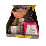 A 9x12.5x3 Inch Metal Tray of Rivets and a Rivet Gun