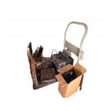 Small Push Cart Including Contents - Small Arc Welder, Box of Dog Harnesses, Grill Work for Dodge Ram