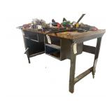Work Bench Wood Top with Metal Base 59x34x35.5 Inches