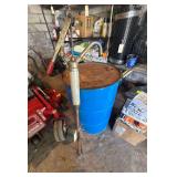 Drum of Chevron Rando Hydraulic Oil w/ Pump