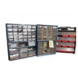 3 Organizer Bins Containing Nuts, Bolts, Screws, Washers, Cotter Pins, Fuses and Etc