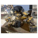 4 DeWalt Tools 2 Brushless Drills and 2 Impact Drills 2 Batteries and a Charger