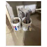Three Buckets of Cement Trowels & Edgers