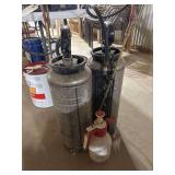 Pair of Pump Sprayers and Smaller Handheld Sprayer