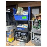 3 Bins of PVC Fittings, Pentair Diverter Valves, Weatherproof Outlet Cover, & Timer w/ Remote Control Outlets