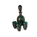 Art Glass Decanter and Cordials Set