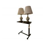 Pair of Vintage Lamps on Rolling Stand