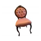 Pair of Vintage Queen Anne Rose Colored Tufted Chairs