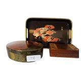 Russian Laquer Boxes - Hand Painted Vintage Tray