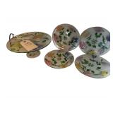 Royal Danube Hand Painted Glass Cake Stand Set
