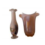 Italian Murano Art Glass Vase and Bud Vase