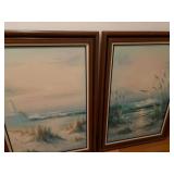 2 large paintings with beach/ocean