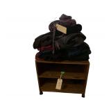 Rolling 3 Tier Stand and Mens Clothing Items