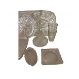 Several Clear Etched Glass Pieces