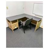 2 - L Shaped Wooden Computer Desk - 1 - Steel/Uhpolsterd Chair- 94.5” L. X 23.5” D. X 29”H.