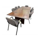 Wooden Confrence Desk With 8 Steel/Upholsterd Chairs- 10’L. X 4’W. X 29”H.