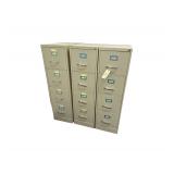 3 - OFFICEMAX Steel File Cabinets 15”L. X 25”D. X 52” H.