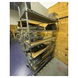 Metal Rolling Shelves - Industrial Lamp Fixtures - 48" x 18" x 77"