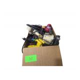 Box of Various Tools - Snips -"Heat Gun - Tape Gun - Safety Glasses and More