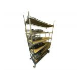 Metal Rolling Shelves - Industrial Lamp Fixtures - 48" x 18" x 77"