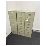 3 - OFFICEMAX Steel File Cabinets 15”L. X 25”D. X 52” H.