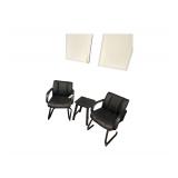 2 - Stackable Black Chairs - 1 - Wood Table - 16” W. X 20” H.