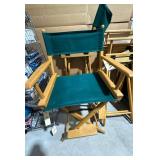 Pair of Folding Directors Chairs - 29” - Oak w/ Green Seat & Back - Telescope Casual Furniture