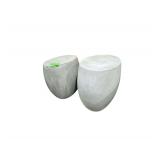 Pair of Egg Shaped Modern End Tables - Ceramic