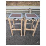 (2) NEW Outdoor Aluminum w/ Poly Wood Bar Stools 14.5"x14.5" x 30"H