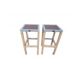 (2) NEW Outdoor Aluminum w/ Poly Wood Bar Stools 14.5"x14.5" x 30"H